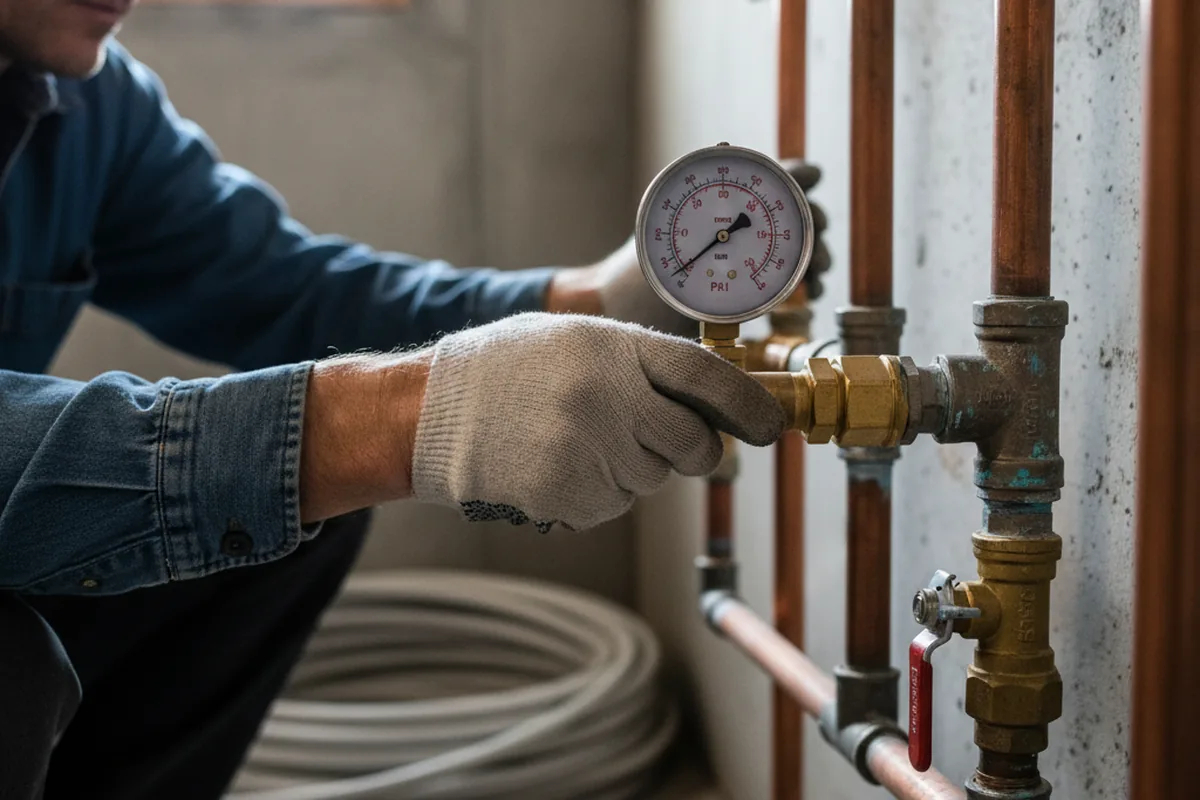 Pressure testing a repaired line during Water Line Repair in Spring Creek